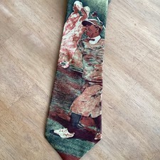 Castner Knott Resilio 100% Silk Vintage Novelty Golf Print Neck Tie Made In USA