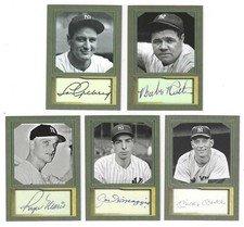 Lot of 5 Diff NY Yankees GREATS Baseball Player Cards w/ Facsimile Autographs