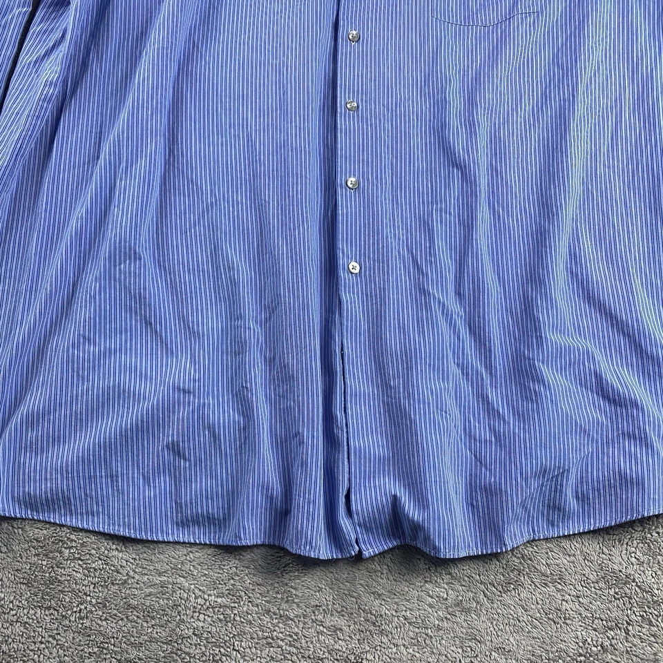 Camisa de vestir Geoffrey Beene para hombre 20 37/38 grande y alta azul a rayas sin arrugas Foto 2 de 4