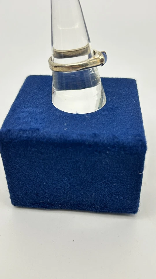 Anillo de plata esterlina talla 9 azul ojo de gato calcedonia piedras preciosas vintage Foto 4 de 4
