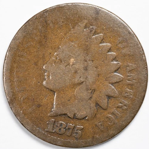 1875 Indian Head Penny Cent About Good (AG)