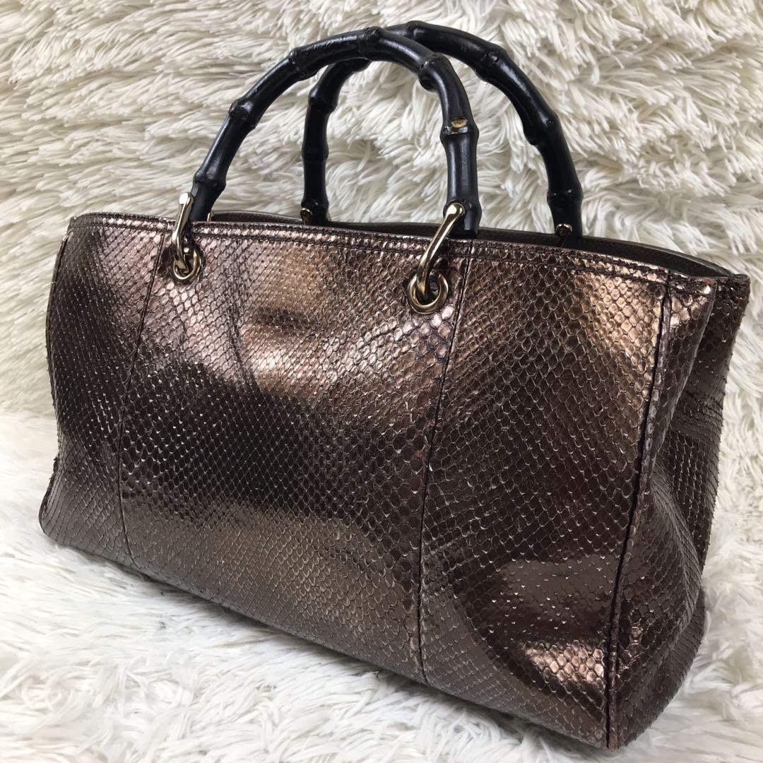 GUCCI Bamboo Python Handbag - image 1