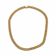 Men s Gold PVD Cuban Link Chain Necklace 8mm 55cm Stainless Steel