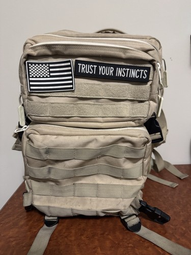 35L Wolfpak Backpack Khaki Color with customizable patches for gym lifestyle