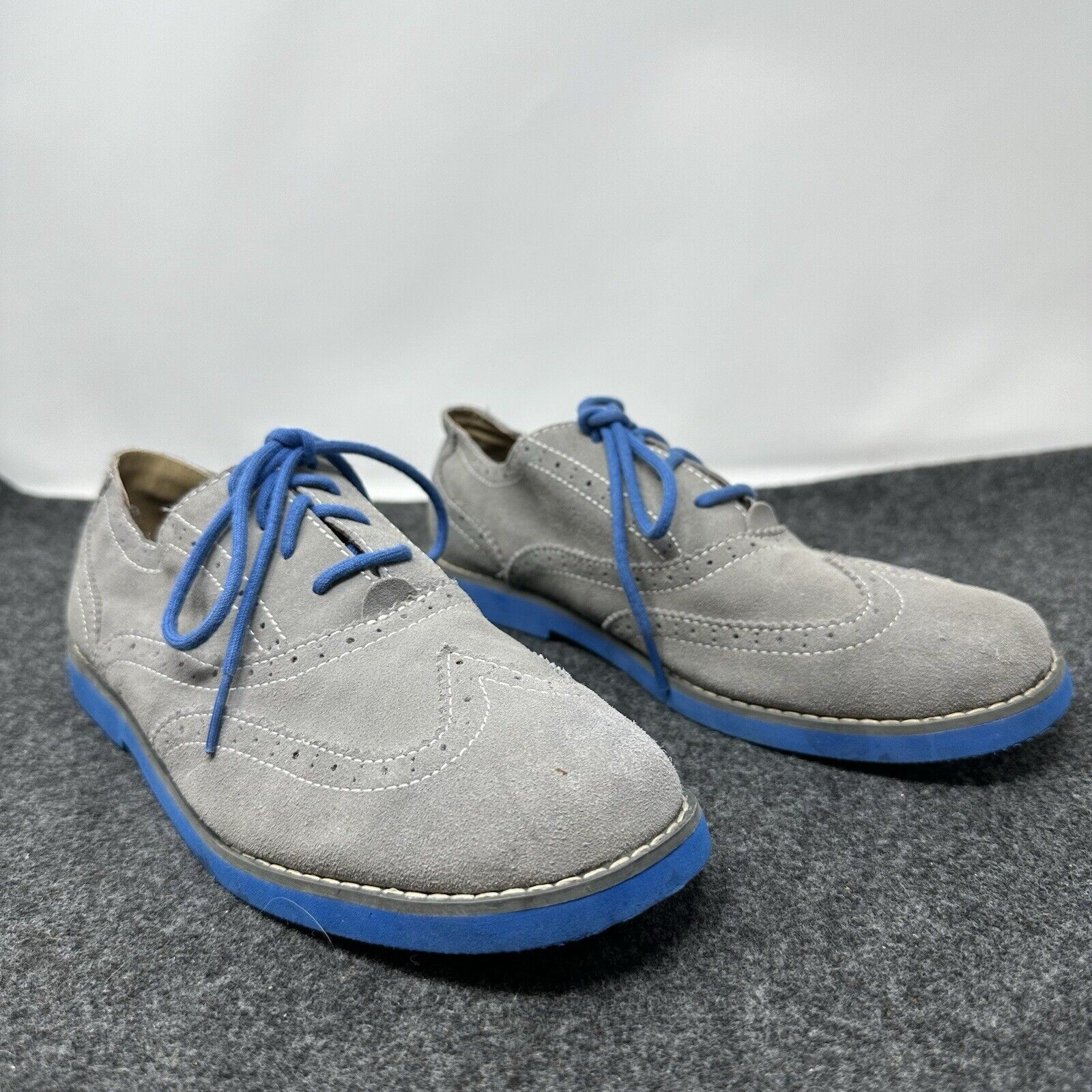 SAOLA Scarpe Oxford Florsheim KIDS taglia 6M grigio pelle scamosciata suola e lacci blu 16523