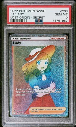2022 Pokemon SWSH FA/Lady Trainer Lost Origin-Secret #208 PSA 10 GEM MINT