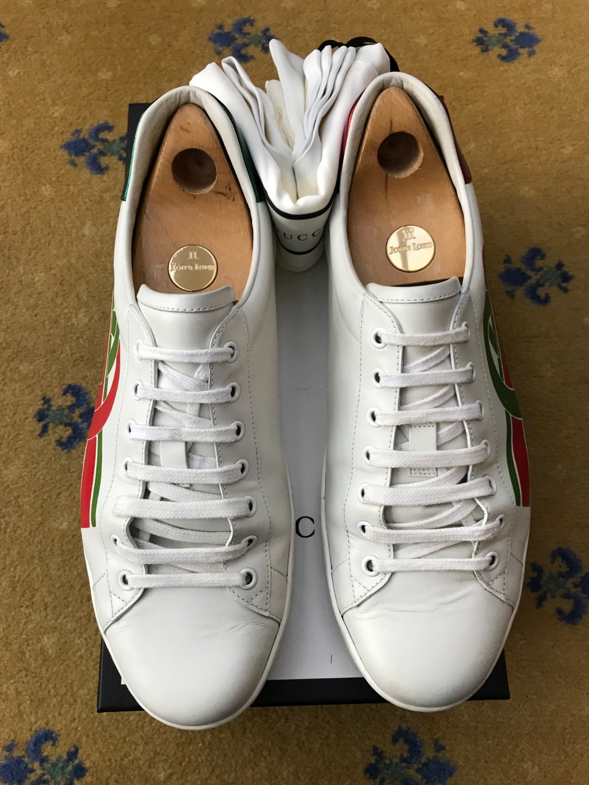 Gucci Trainers Sneaker Shoes Ace Interlocking G Green Red Mens UK 11 US 12 EU 45 thumbnail 4