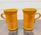 Fiesta Ware HLC Cappuccino Coffee Mugs 21oz Orange Tangerine Lot Of 2