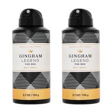 2 BATH  BODY WORKS GINGHAM LEGEND MEN  S BODY SPRAYS 3.7 OZ EA NEW