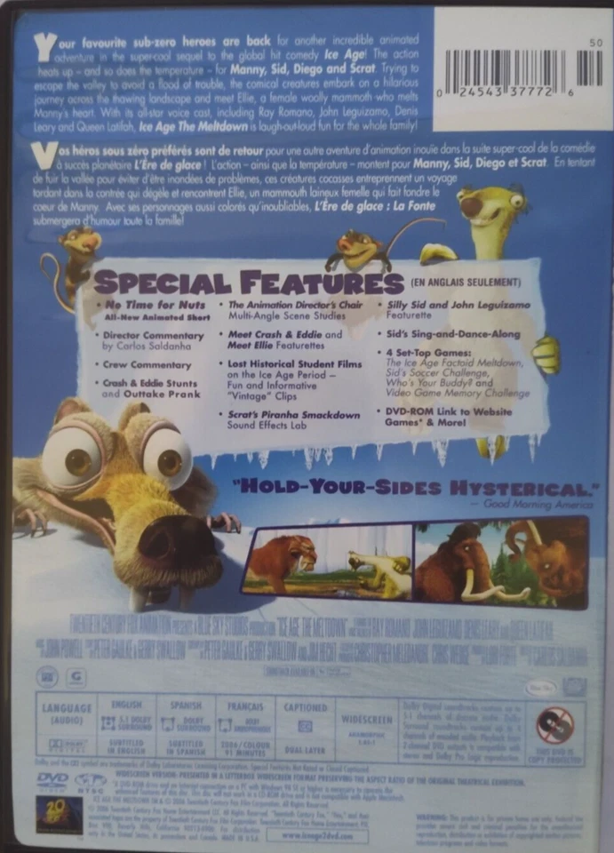 Ice Age: The Meltdown (DVD, 2006, Canadian, Widescreen) - Image 2 of 3
