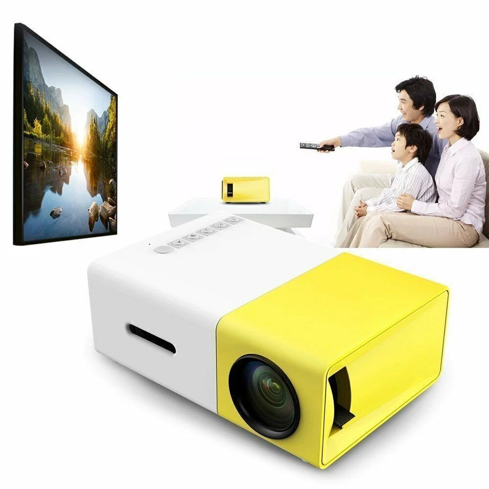 YG300 1080P Home Theater Cinema USB HDMI AV SD Mini Portable HD LED Projector - Image 2 of 4