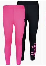 Hurley 2 Pair Pack Jersey Leggings Pink And Black Size Big Girls XL Brand New