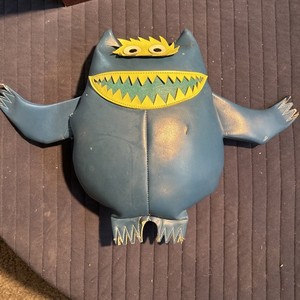 NAUGAHYDE NAUGA MONSTER. LIME GREEN/ BLUE. 15 INCH 