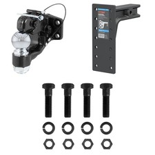 16k Lbs Pintle W 2-516 Ball Adjustable Mount Plate 2.5 Receiver Kit Curt