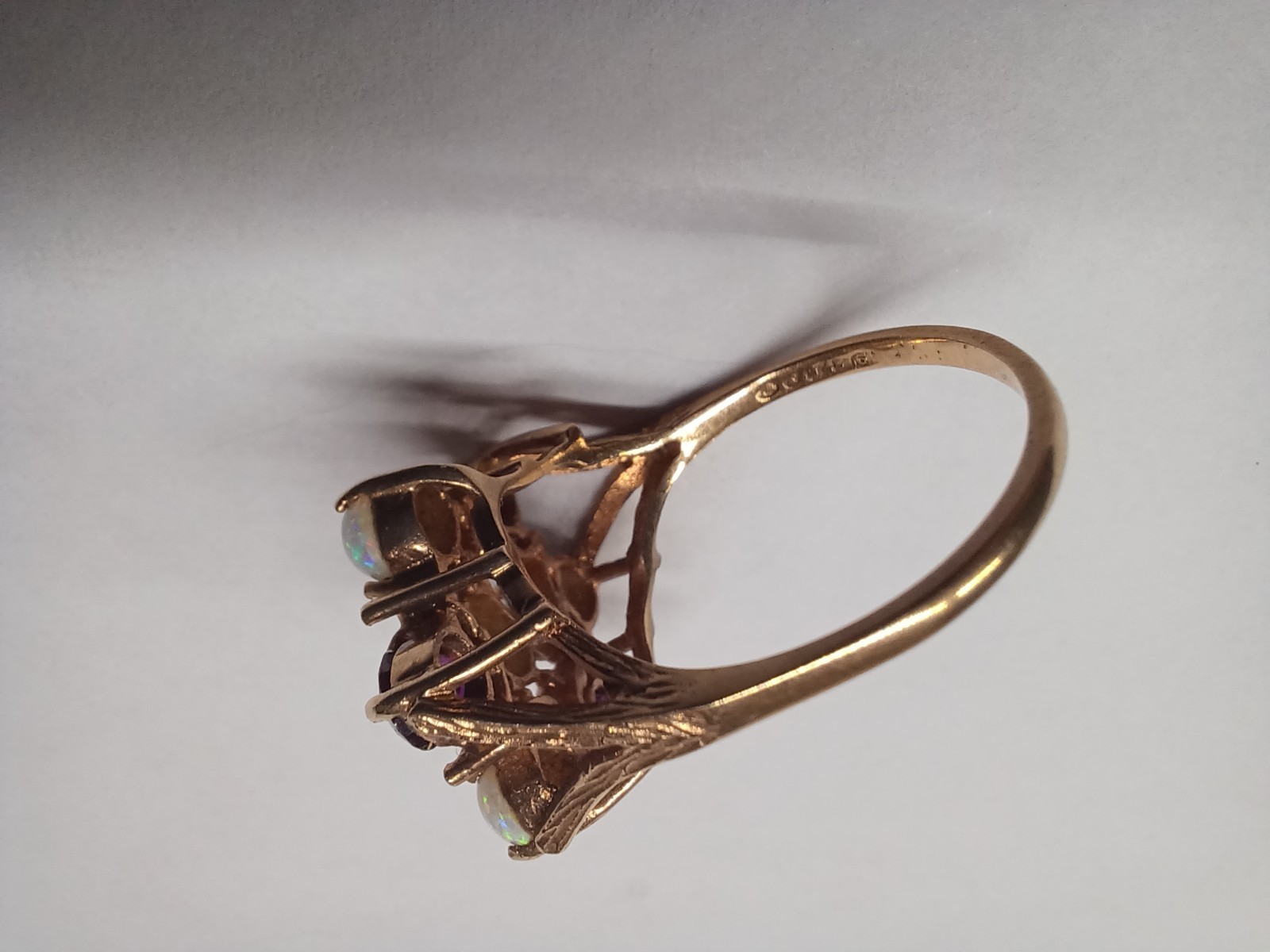 Vintage 9k Gold Ruby/Opal Ring - image 16