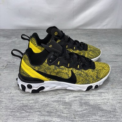 Nike React Element 55 Womens Running Shoes Size 6.5 Yellow Snakeskin CT1551-700