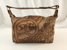 Authentic ETRO Paisley Mini Shoulder Hand Bag Tote Small Nylon Shoulderbag Zip