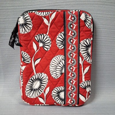 Vera Bradley Deco Daisy Tablet E-Reader Case Quilted Red Floral Fabric 6.5''x8.5''