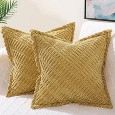 decorUhome Decorative Mustard Yellow Fall Throw Pillow Covers 24x24 Set of 2 ...