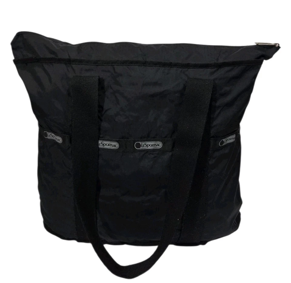 Винтажная классическая черная сумка-тоут LeSportsac большая дорожная наплечная сумка для переноски всех - Изображение 2 из 4