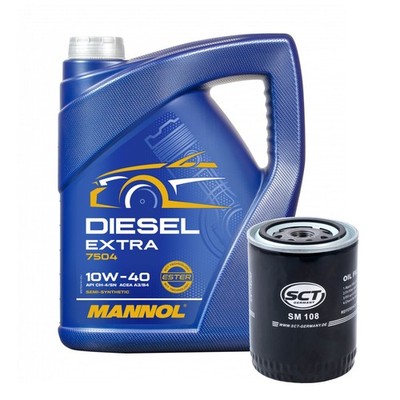 Servicekit SCT SM 108 Ölfilter, MANNOL Diesel Extra 10W-40 Motoröl, 5 Liter