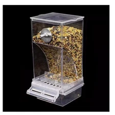 No Mess Automatic Bird Feeder Transparent Food Container Cage Parrot Feeder
