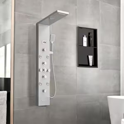 HOMEMYSTIQUE Dual 6-in-One 8-Jet Shower Panel Tower System