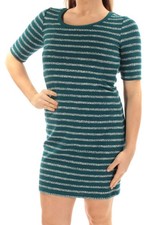 KENSIE Womens Teal Short Sleeve Scoop Neck Above The Knee Sheath Dress M