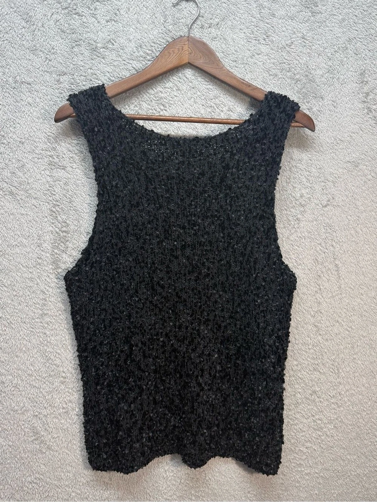 Austin Reed Black Popcorn Knit Silk Blend Sleeveless Top Tank Sweater - product detail image 3