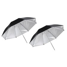 2 Pcs 36 Inch Dia Photography Umbrella Lighting with Silver Inner, Black