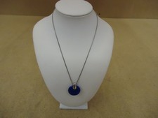 Designer Fashion Necklace 16in L Chain/Link Dangle Female Adult Blue/Silver