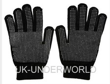 Boys Girls Gloves Plain Black Magic Rubber Gripper Childrens Winter Warm 2 PAIR
