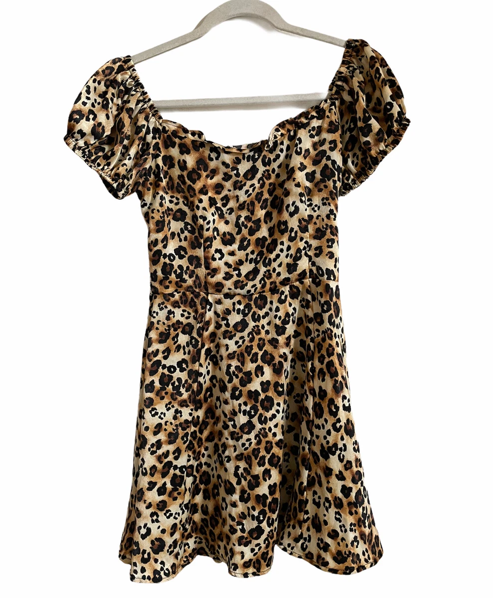 Leopard Print Off Shoulder Mini Dress Size Small | eBay