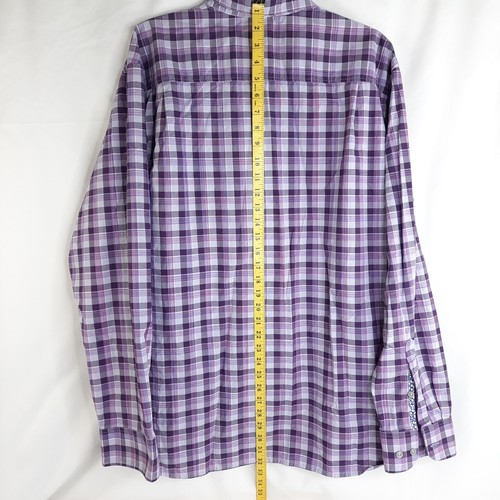 Camicia uomo Tommy Bahama taglia XL viola a quadri pima cotone manica lunga - Foto 6 di 13