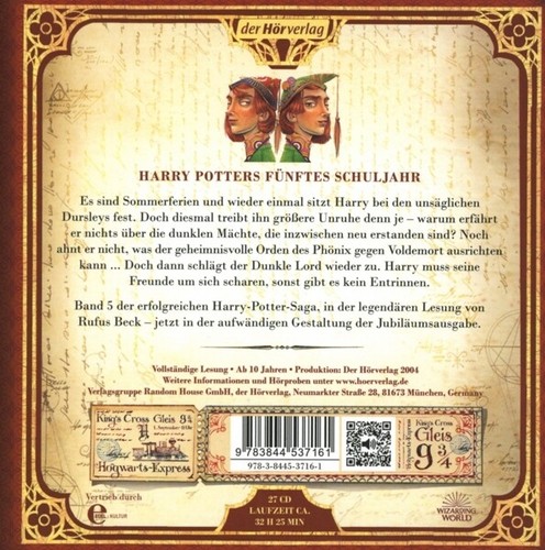 RUFUS BECK - (5)HARRY POTTER UND DER ORDEN DES PHÖNIX (SA)  27 CD NEU - Bild 2 von 2