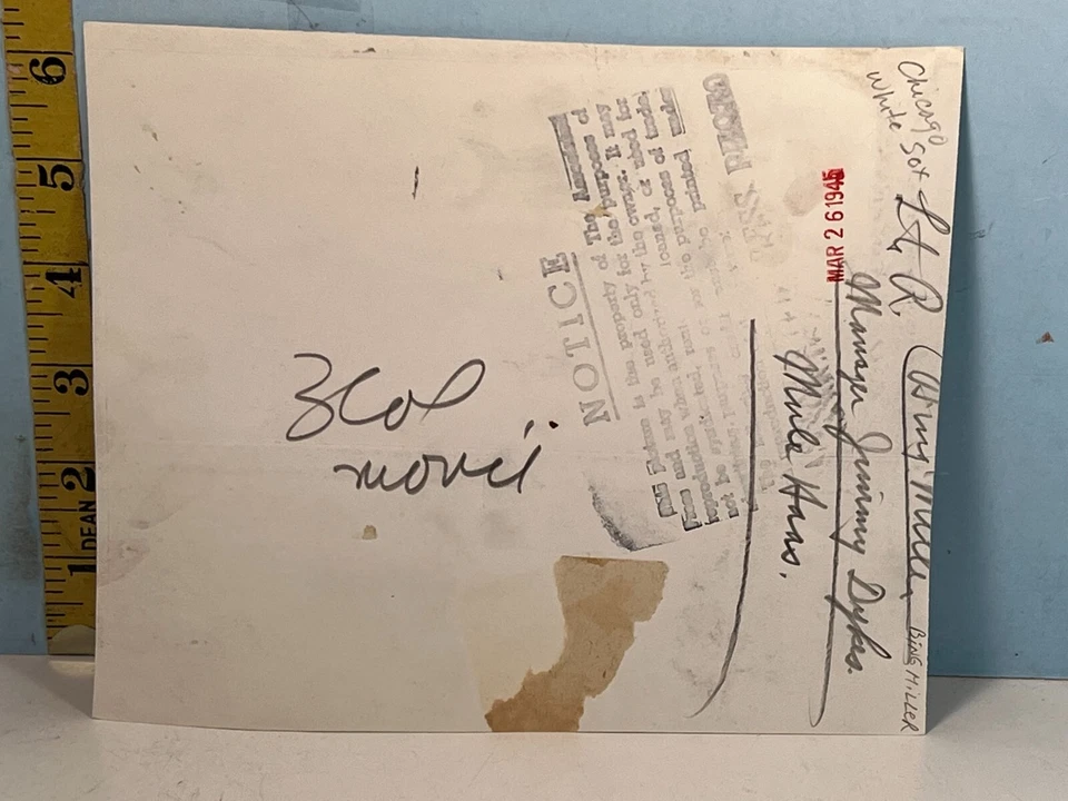 1945 AP Type 1 Photo: Mule Haas, Jimmy Dykes, Bing Miller B&W Chicago White Sox - Image 2 of 2