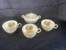 3 Vintage Triumph American Limoges Cup  22K Gold Trim Tea Mug With Sugar Bowl
