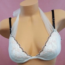 Victorias Secret Dream Angels Bra 32D Bridal White Pink Halter Halloween Costume