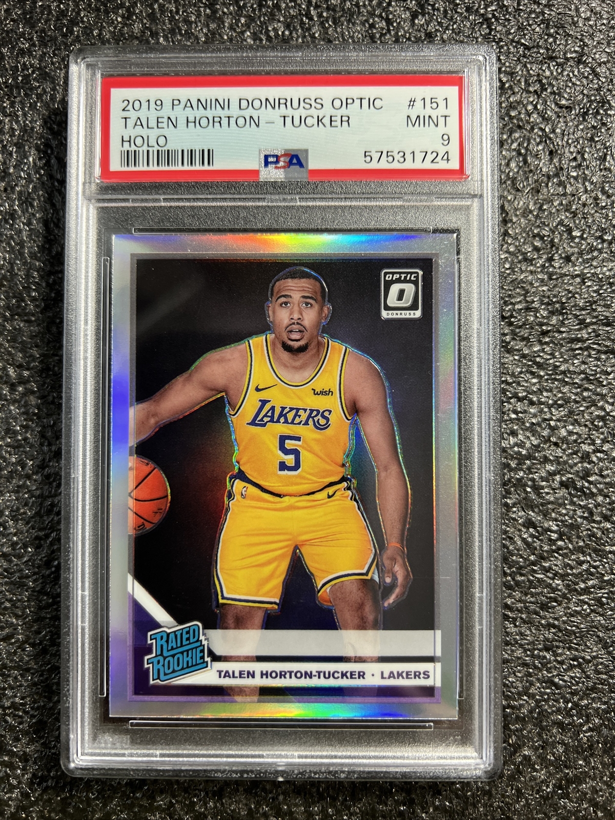 2019 Donruss Optic Basketball Holo Prizm #151 Talen Horton-Tucker Lakers PSA 9