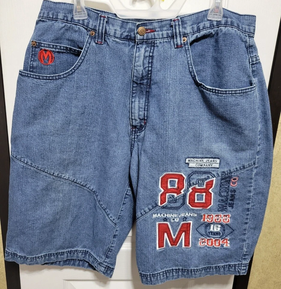 Pantalones Cortos Sueltos Patinador Bordados De Colección Y2K 2004 Machine Jeans & Co Para Hombre Talla 38 Foto 2 de 4