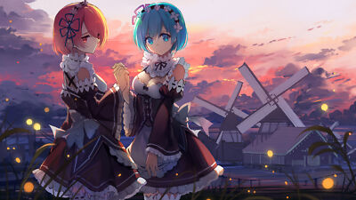 Anime girls rezero kara hajimeru isekai seikatsu rem ram Playmat Game Mat Desk