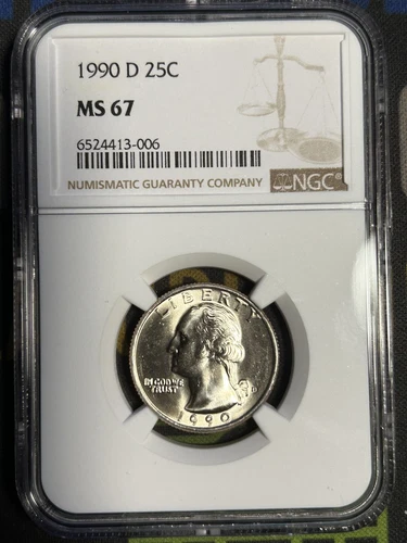 1990-D Business Strike Washington Quarter NGC MS 67 Rare! NGC Price Guide $200 *