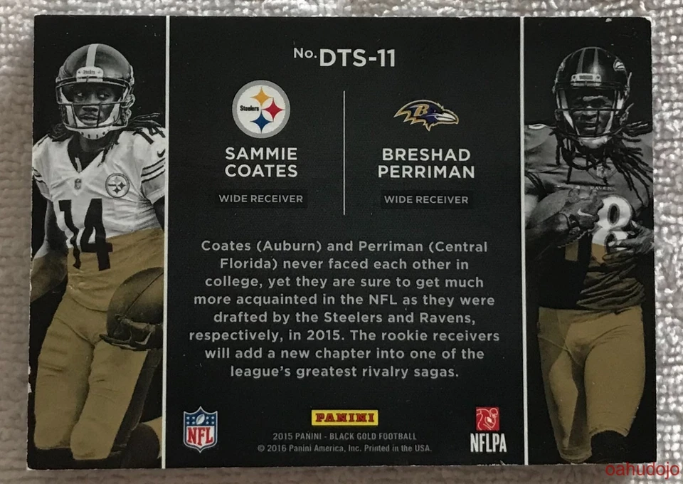 2015 Panini Black Gold BRESHAD PERRIMAN / SAMMIE COATES #DTS-11 White 43/49 - Image 2 of 2