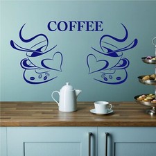 COFFEE CUPS Kitchen Wall Stickers Kitchen Vinyl Wall Decals Transfers 20 COLOURS