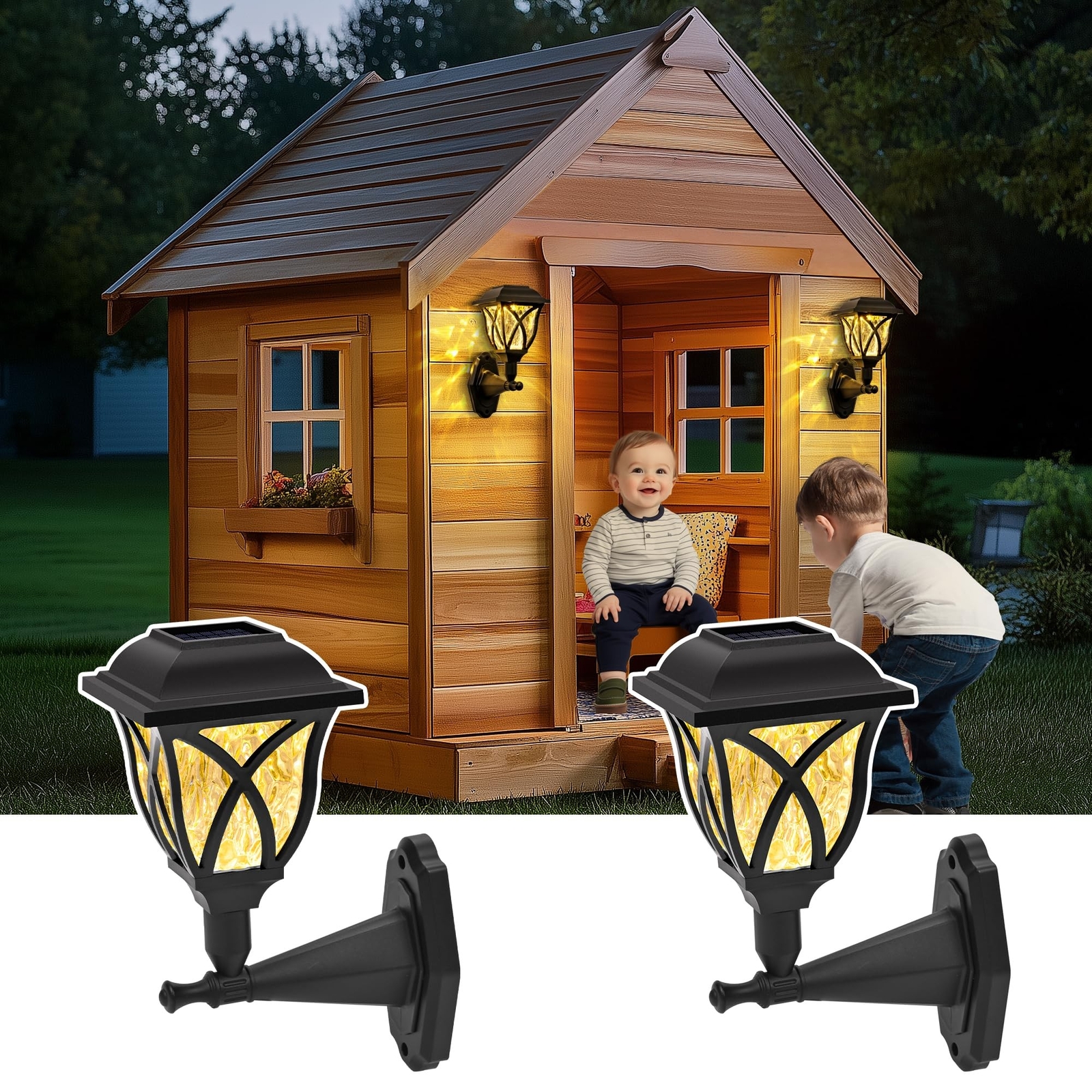 Solar Wall Lantern Outdoor Playhouse Light, Waterproof Decorative S... Fast Ship