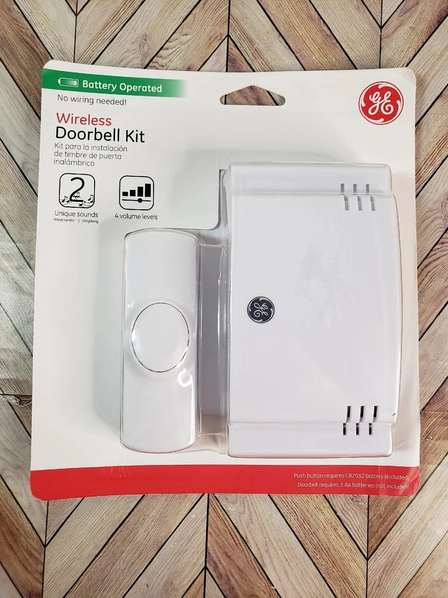GE Battery Operated 2Chime Wireless Door Chime, White, 44 OFF