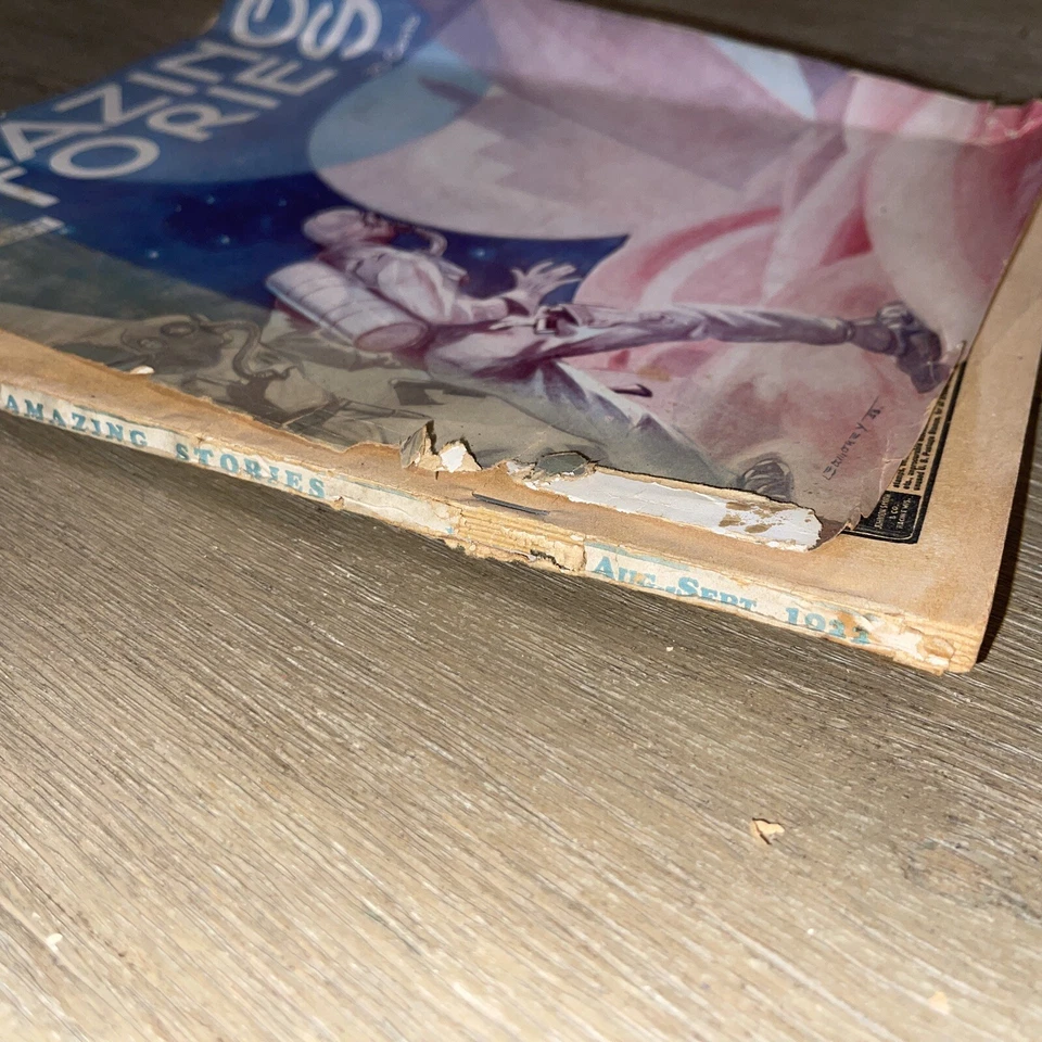 Amazing Stories August September 1933 Pulp Sci-Fi Science Fiction Magazine worn Foto 4 de 4