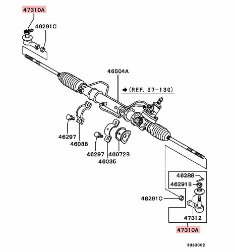 LENKGETRIEBE SPURSTANGENKOPF MITSUBISHI SHOGUN PININ PAJERO PINININ H76W 1.8 - Bild 2 von 6