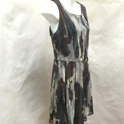 Patrizia Luca Milano Sz M Dress Gray Chiffon Brushstroke Abstract  Sleeveless | eBay UK