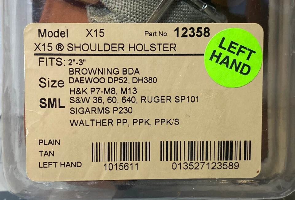 Bianchi 12358 X15 Vertical LH Shoulder Holster, 2"-3" HANDGUNS & MORE -LEFT HAND - Image 2 of 4